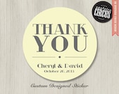 100 Custom Wedding Stickers - Art Deco Thank You Favor Labels - 2 inch round