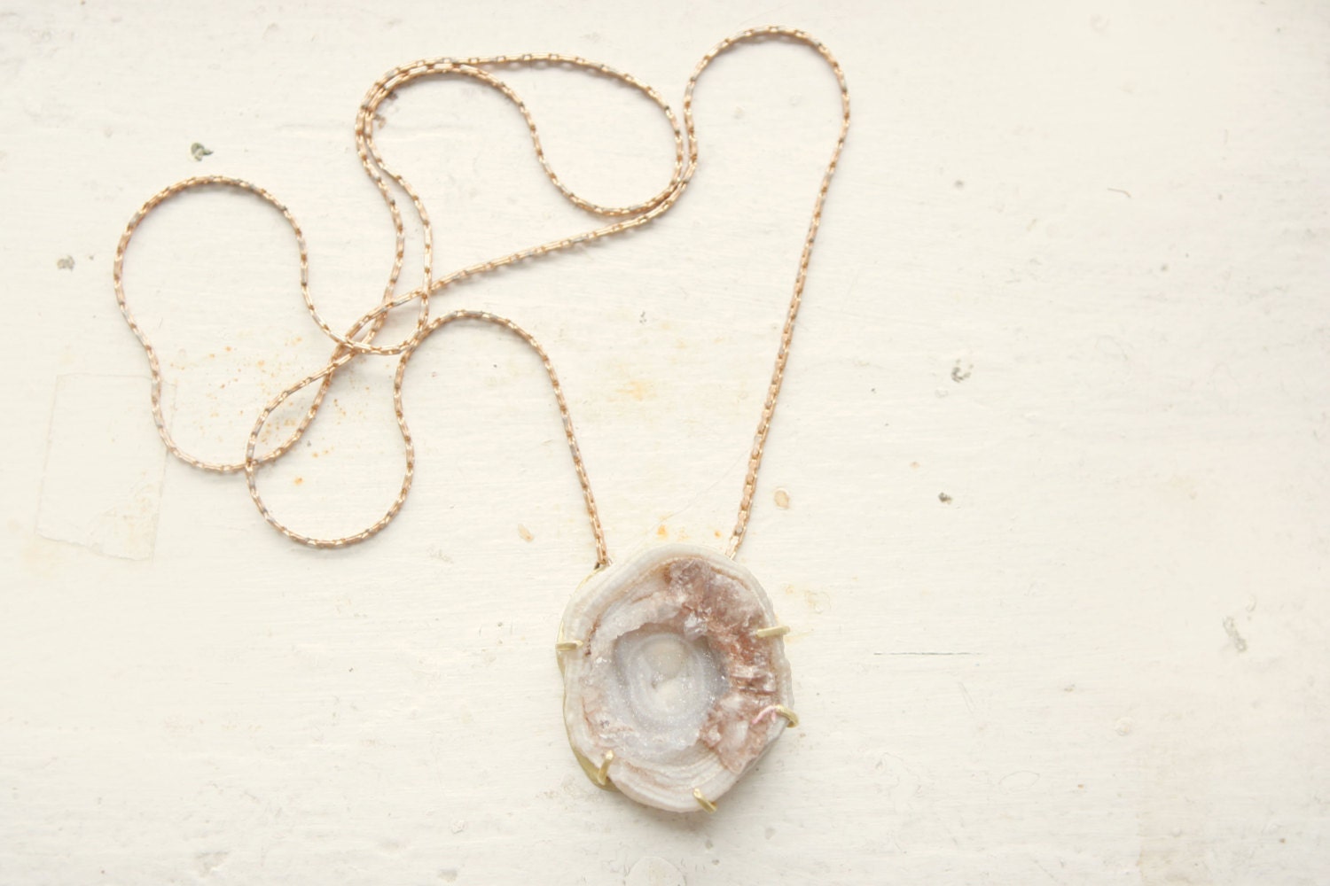 Brazilian Chalcedony Rosette Prong Set Necklace