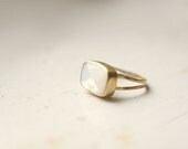 Faceted Cut Mother of Pearl Ring