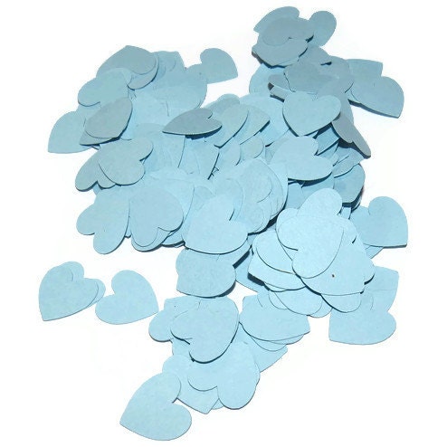 Paper Heart Confetti - 200 Light Blue Hearts for Parties or Weddings
