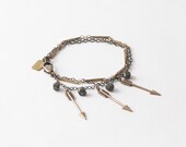 The Hunted Bracelet - Arrows and pyrite on mixed raw gold chains