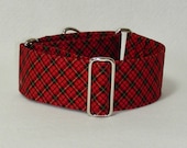 2 Inch Martingale, Sighthound Collar, Greyhound Martingale, Red Plaid