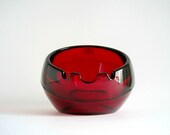 Mid-Century Red Orb Viking Art Glass Ashtray - Cigar, Cigarette