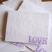 Blank Stationery Note Card Set- set of 5, white and purple, white envelopes included