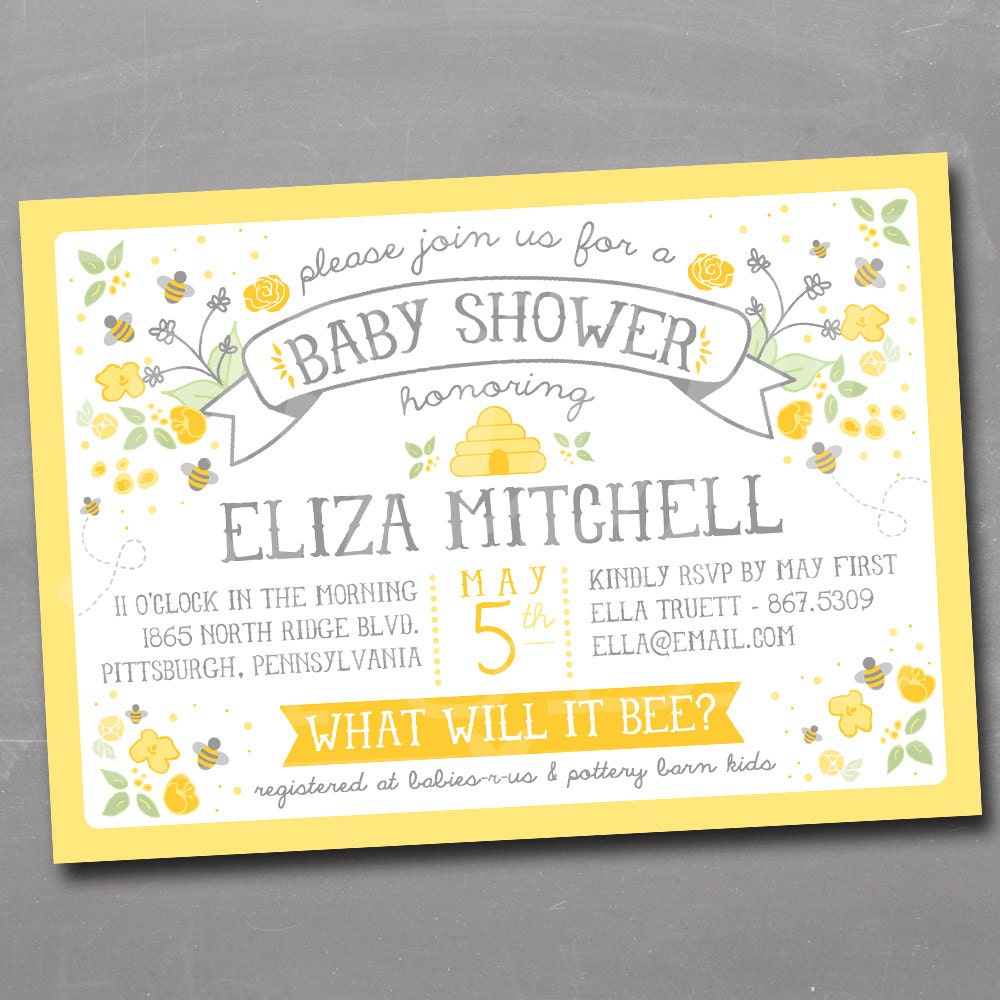 What Will it Bee Honeybee Bumble Bee DIY Printable Gender Reveal or Baby Shower or Birthday Party Invitation