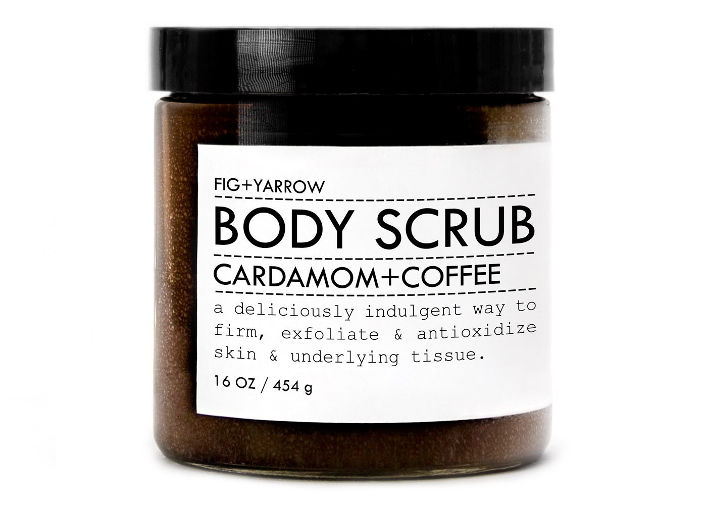 CARDAMOM COFFEE -- delicious skin-tightening anti-cellulite sugar scrub in large glass jar - 16 oz. - organic - apothecary