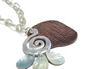 Seaside Necklace Copper Brown and Abilone Shell Pendant