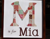 Personalized Original Quilted Scrapbook Paper Alphabet Letter and Name 12 X 12 Art  Baby Childs Room Decor
