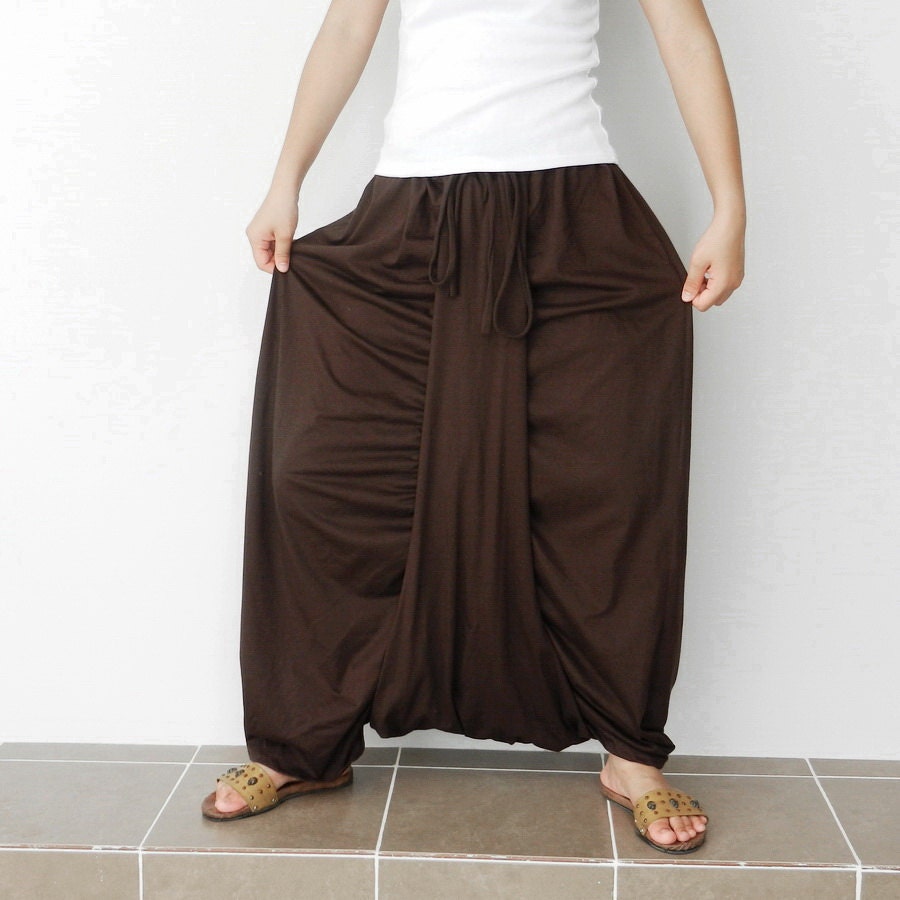 Ya Mo Skirt Pant  Comfortable ,Brown Cotton Jersey