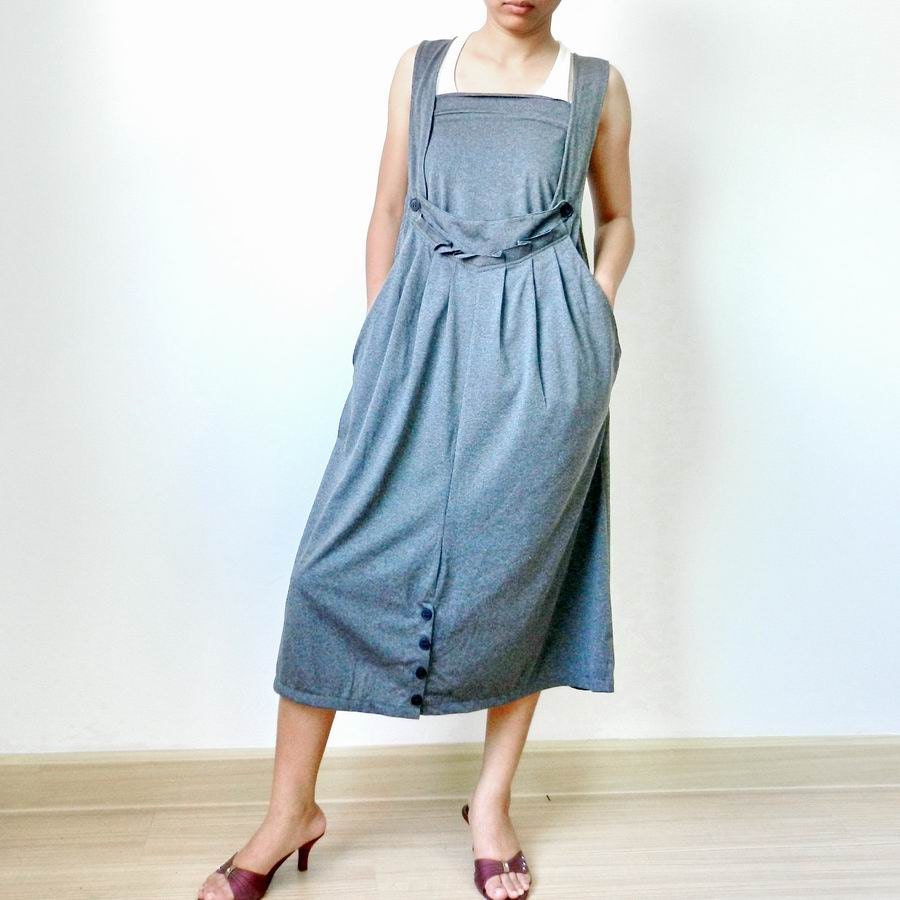Convertible Dress 4 in 1 Skirt/Pant/Dresses,Cotton Jersey  Top Grey Color.