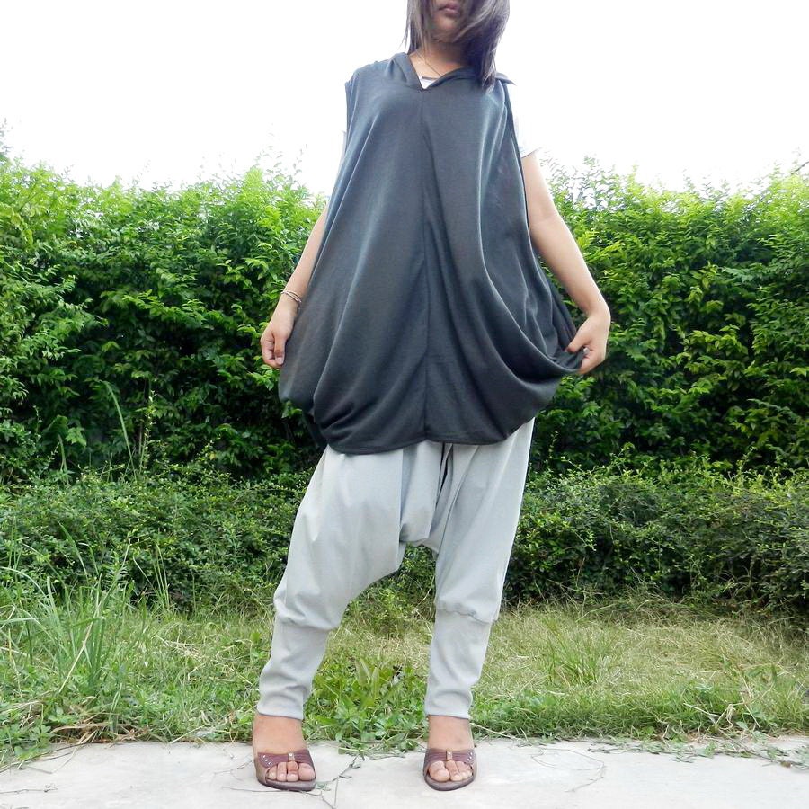 Hoodie Tank Top,  Unique Stylish Fashion Design, Open Sided  Charcoal grey.