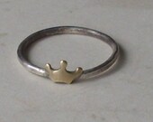 Little Crown- Sterling Silver and Brass -Stacking Ring