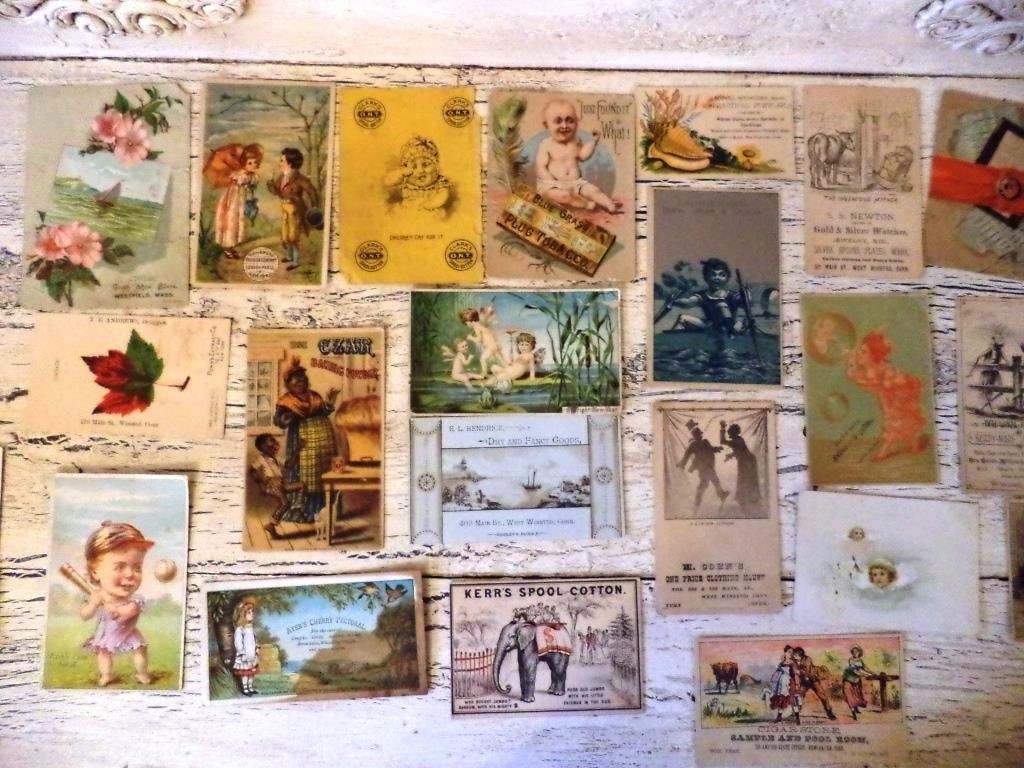 Lot of 22 Antique Advertising Cards- Instant Collection