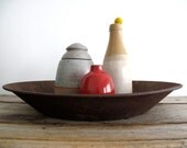 Antique Metal Gold Pan - Industrial Metal Tray - Primitive Rustic Bowl