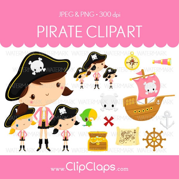 Pirate Girl Captain Pink Cute - C64