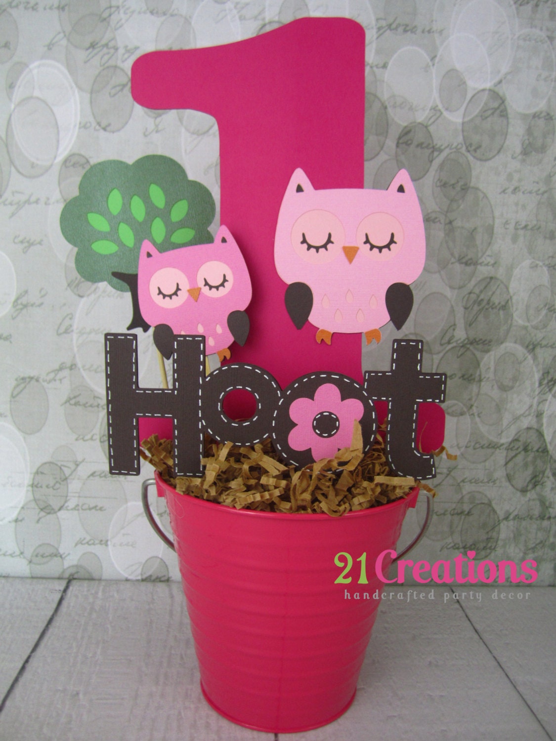 Pink Owls Centerpiece