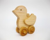 Wooden Toy Duckling Push Toy Natural Maple
