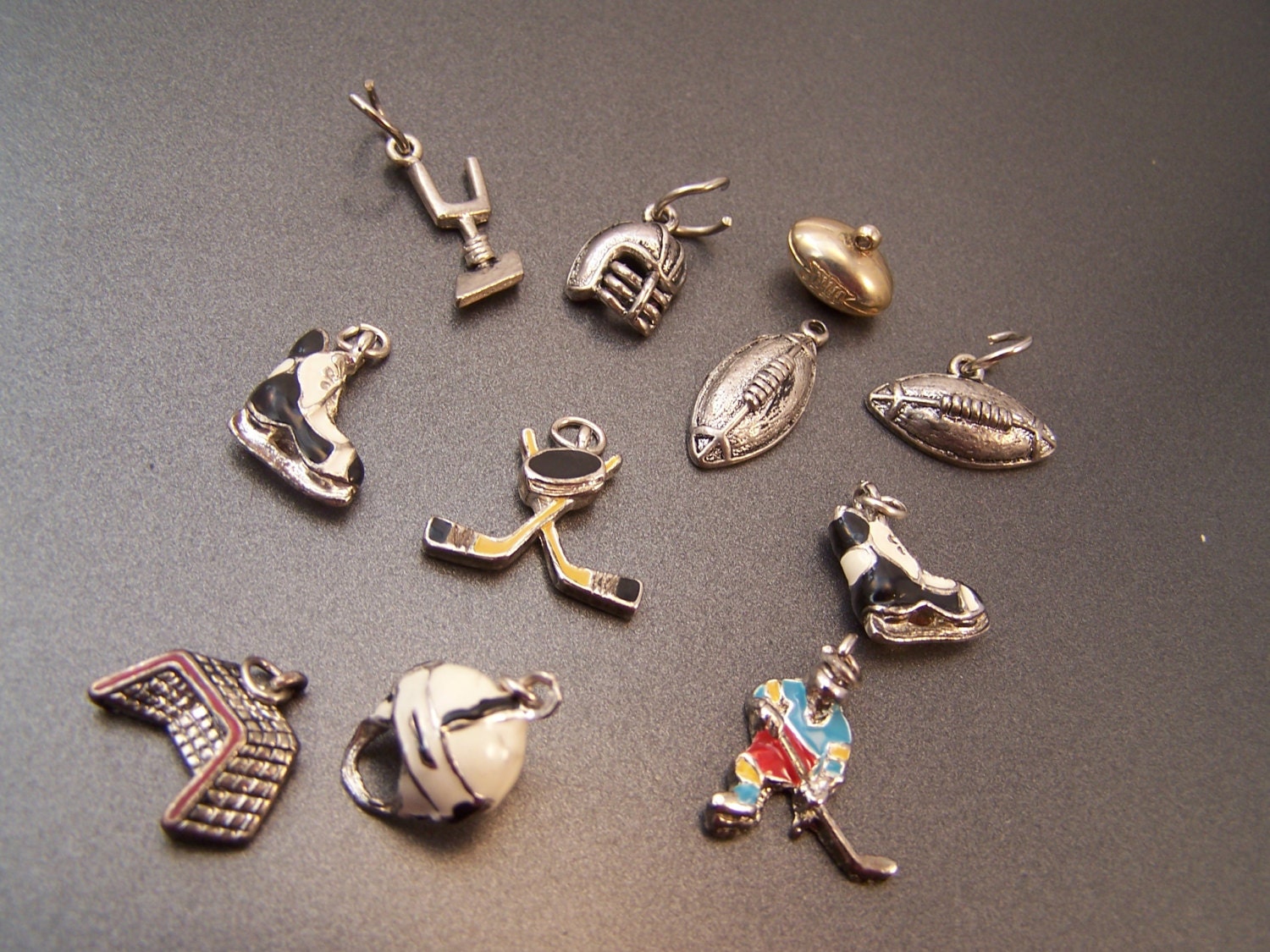 Sports Charms Hockey Foot ball  Mixed Media  Destash Collection