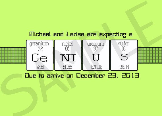 Expecting Genius Baby Soon Printable Personalized Pregnancy Announcement for Geek Chic - PAG2000-PAG2004 Il_570xn