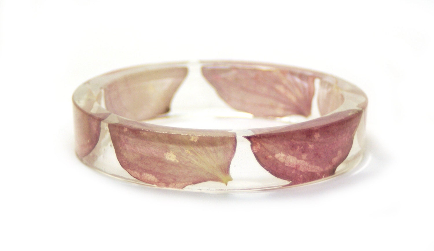 Real Dried Flower and Resin Bangle-Pink Flower Petals-Pink Bracelet- Resin Jewelry-Flower Jewelry