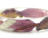 Real  Flower Jewelry-Purple Flower Bangle-Purple Flower Petals-Purple Bracelet- Resin Jewelry-Flower Jewelry