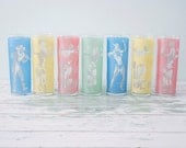 Set of 7 Silhouette Frosted Glasses from the 60's
