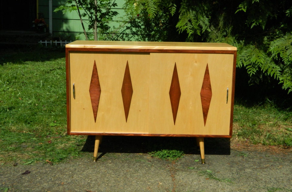 Mid Century Inspired Danish Modern TV Stand Credenza Entertainment Center