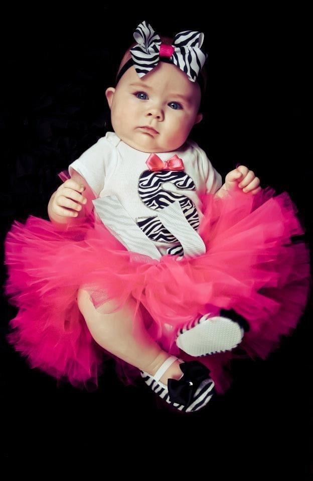 Zebra Print Tutu Set with Matching Shabby Rosette Headband...Birthday Photo Prop, Party Dress