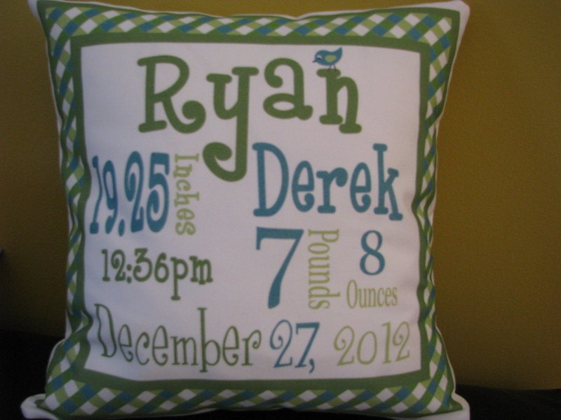 Personalized Birth Announcement Pillow