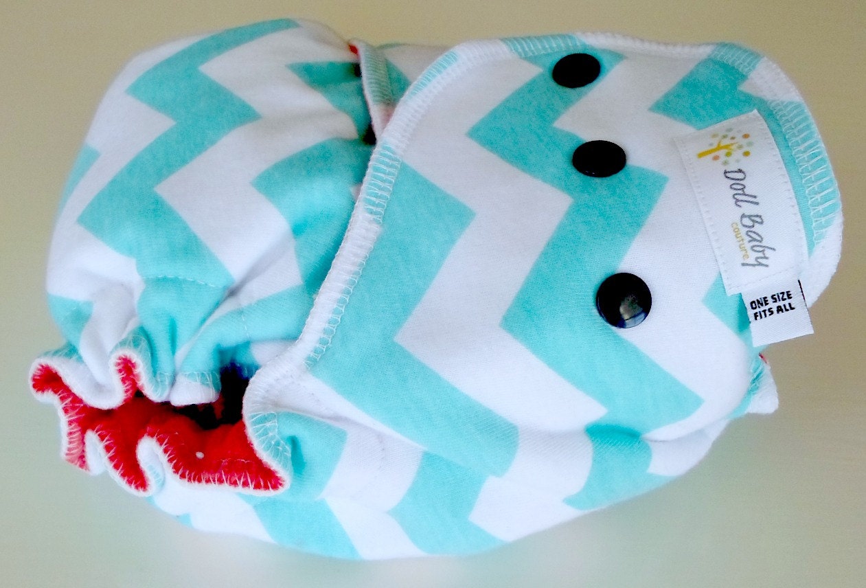 Fitted Diaper in Cheveron Stripe - OS 12lbs-35lbs - serged red orange cv