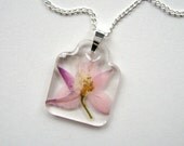 Pink Delphinium - Real Flower Enchanted Garden Necklace
