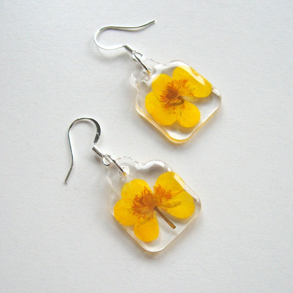Yellow Buttercups - Charmed Real Flower Earrings