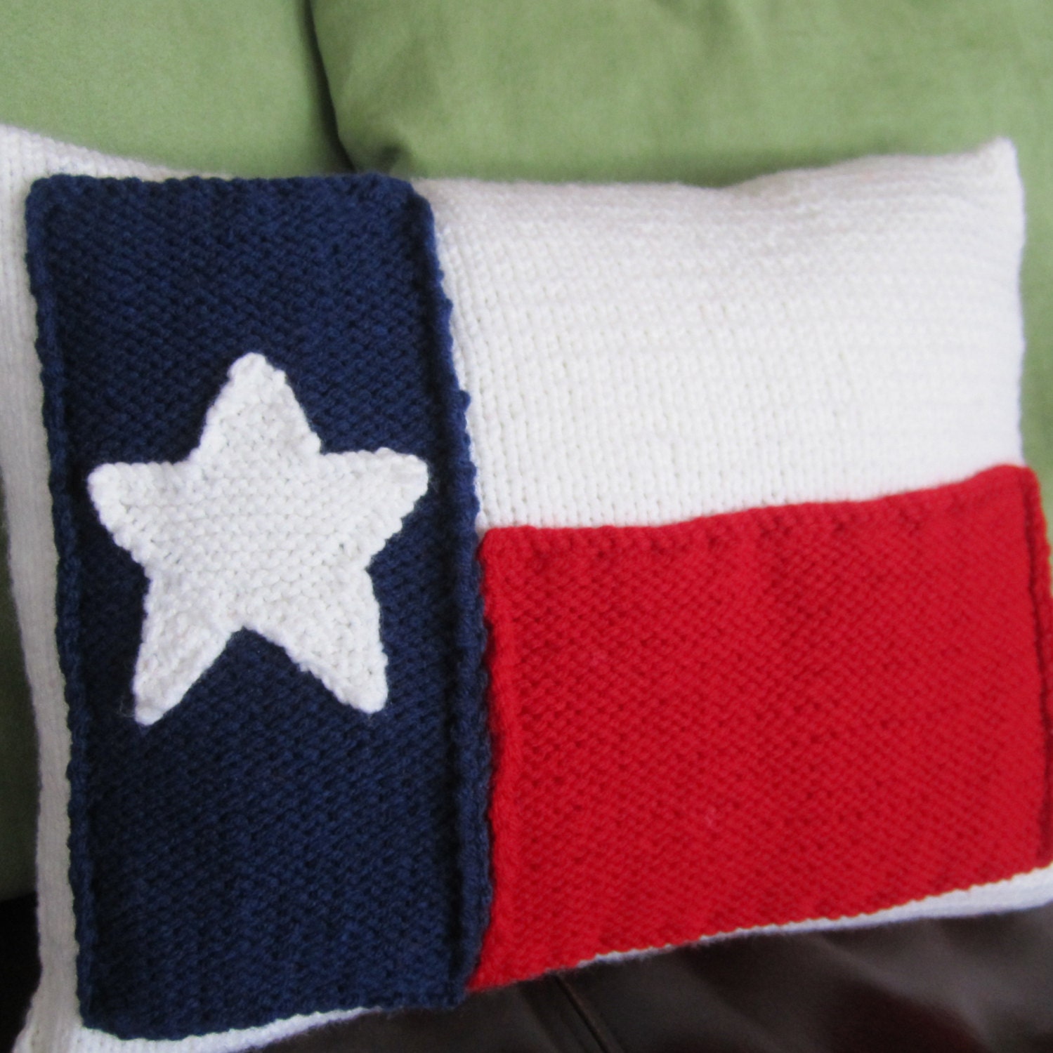 Texas flag hand knit 12x16 pillow