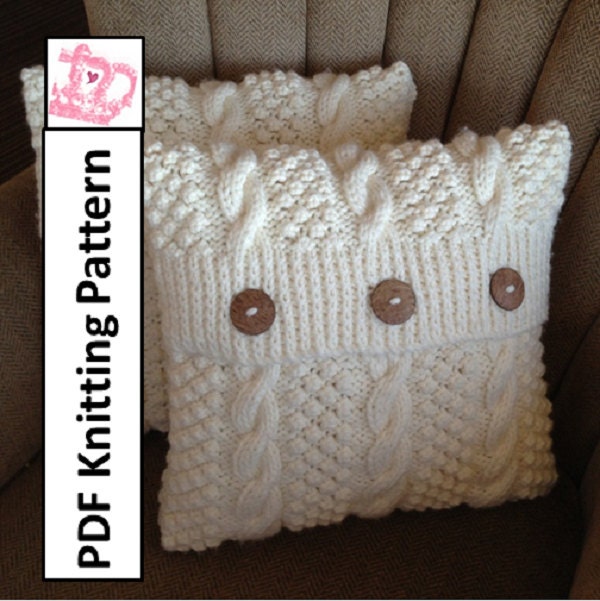 PDF KNITTING PATTERN - Blackberry Cables 16 x 16 pillow cover
