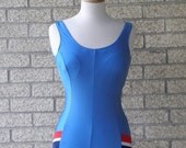 SALE Vintage Swimsuit, Vintage Bathing Suit, XS S Bathing Suit, Boy Leg Swim Suit