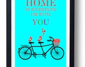 Home is Wherever I'm with You- Home Decor- Housewarming Gift for Friends, Daughter, Husband New Couple, Custom Gift for Mom Day,