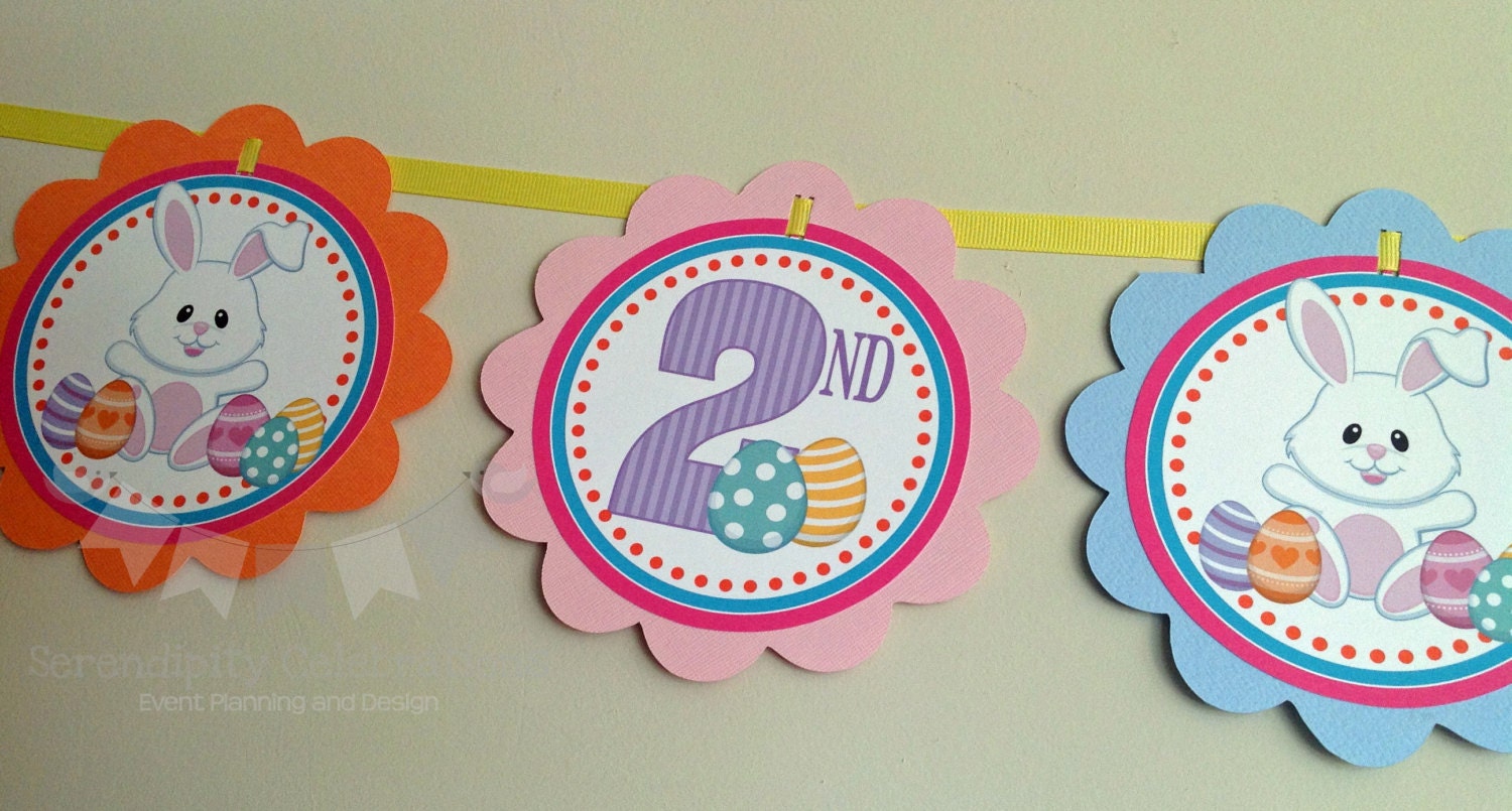 Easter Banner, Easter Happy Birthday Word Banner, Holiday Banner, Easter Bunny, Bunny Birthday Banner Il_570xn