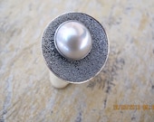 Fresh water Pearl Sterling Silver Coctail Ring