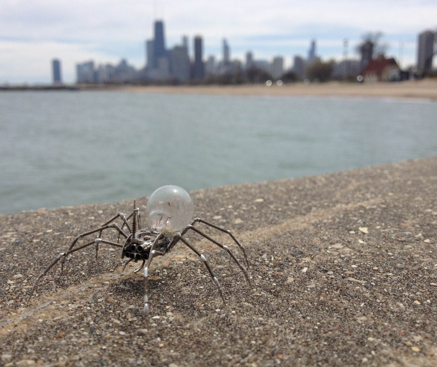 Mechanical Spider Sculpture No 26 Recycled Watch Parts Clockwork Arachnid Figurine Stems Lightbulb Arthropod A Mechanical Mind Gershenson