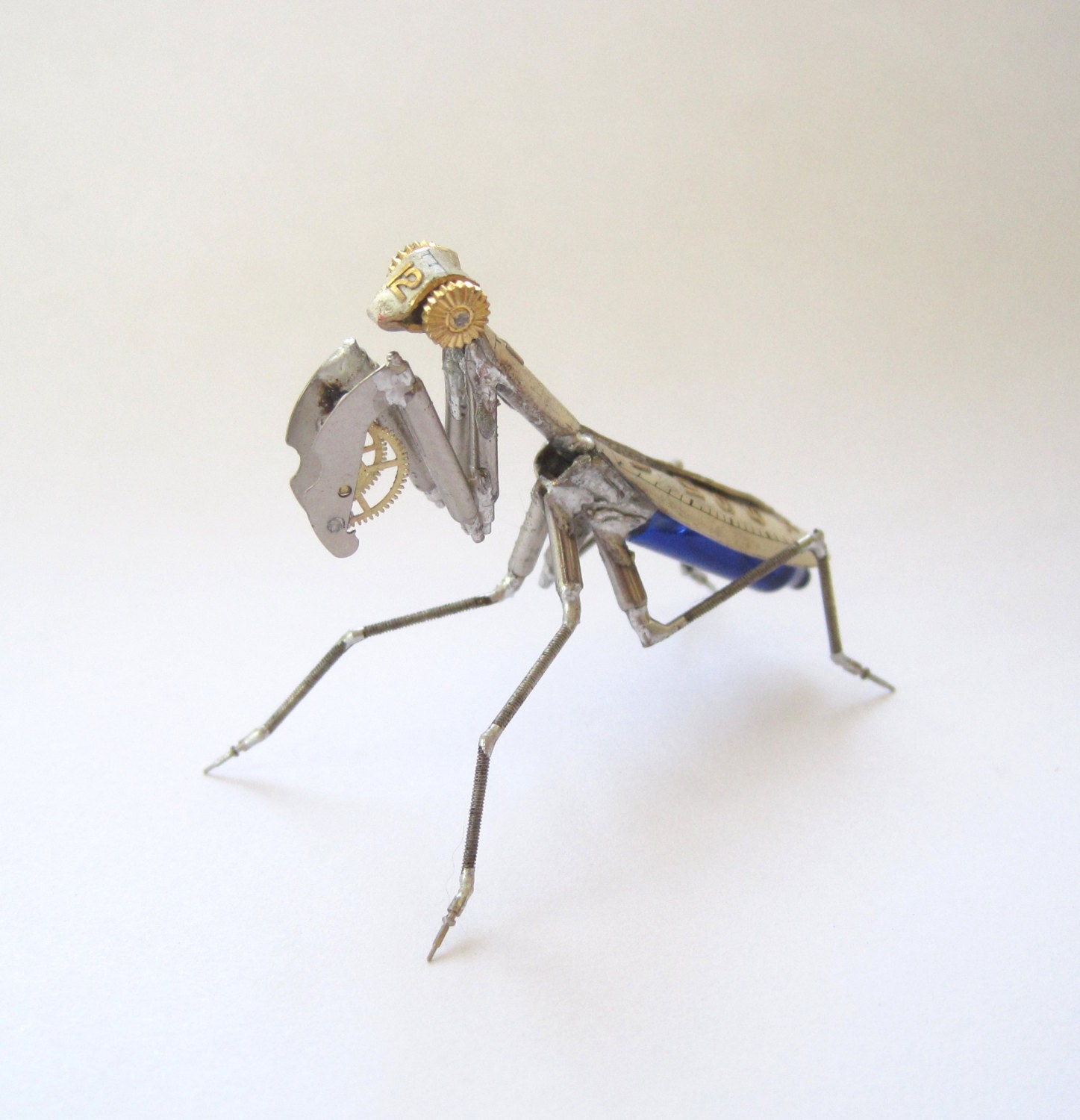 Mechanical Mantis No 9 Sculpture Made from Recycled Watch Parts Clockwork Mantis Mantid Watch Stems and Faces Insect A Mechanical Mind