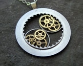 Clockwork Pendant "Sistine" Recycled Mechanical Watch Gears and Intricate Sculpture Wearable Art Not Quite Steampunk Assembly Necklace