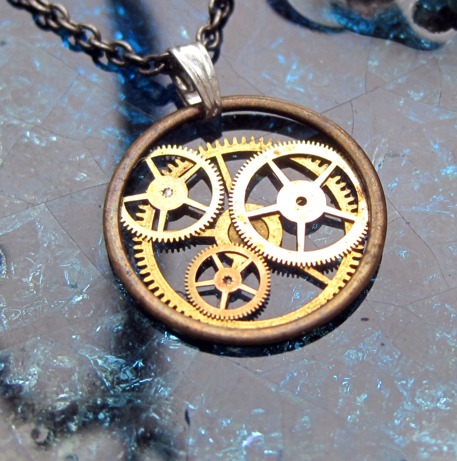 Clockwork Pendant "Gyrate" Recycled Mechanical Watch Gears and Intricate Sculpture Wearable Art Not Quite Steampunk Assembly Necklace