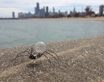 Mechanical Spider Sculpture No 26 Recycled Watch Parts Clockwork Arachnid Figurine Stems Lightbulb Arthropod A Mechanical Mind Gershenson