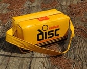 80s Kodak Disc Film bag 1980 bright yellow padded vinyl shoulder bag handbag