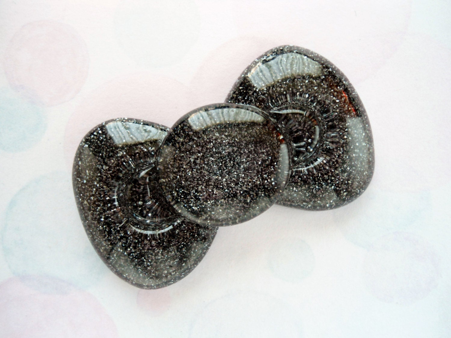 1pc - LL Black Glitter Kitty Bow Decoden Cabochon (59x34mm) BL10013
