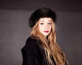 Dark Forest Green Fur Headband / Fur Hat