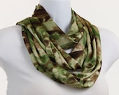 Infinity Scarf - Camouflage Design in Shades of Green, Brown and Tan Silky - neckStyles