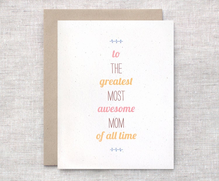 Mother's Day Card, Cute - Greatest Most Awesome - Birthday Card