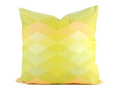 Cotton Pillow Cover - Crazy Diamond Pattern, 18" x 18" Artwork, Yellows, Geometric, Modern, Illustration