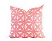 Cotton Pillow Cover - Petals Pattern - Salmon, 18" x 18" Tiles, Also comes in other colors... Flowers, Geometric, Organic, Pink, Spring
